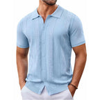 Wellshot Mens Knit Button Down Shirt Short Sleeve Summer Casual Shirts Vintage Beach Vacation Shirts
