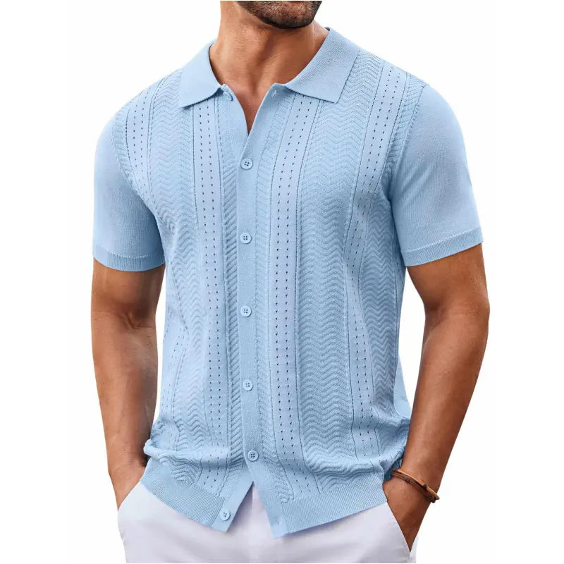 Wellshot Mens Knit Button Down Shirt Short Sleeve Summer Casual Shirts Vintage Beach Vacation Shirts