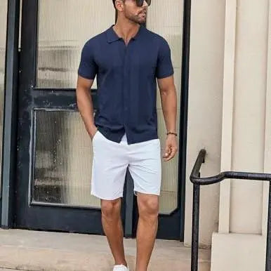 Wellshot Mens Knit Button Down Shirt Short Sleeve Summer Casual Shirts Vintage Beach Vacation Shirts