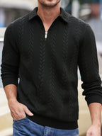 Wellshot Men's Knitted Polo Neck Long Sleeve Fitted Sweatshirt