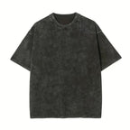 Wellshot Men's Vintage Washed  6.8oz Heavyweight Cotton Oversized T-Shirt – Drop Shoulder Retro Street Style