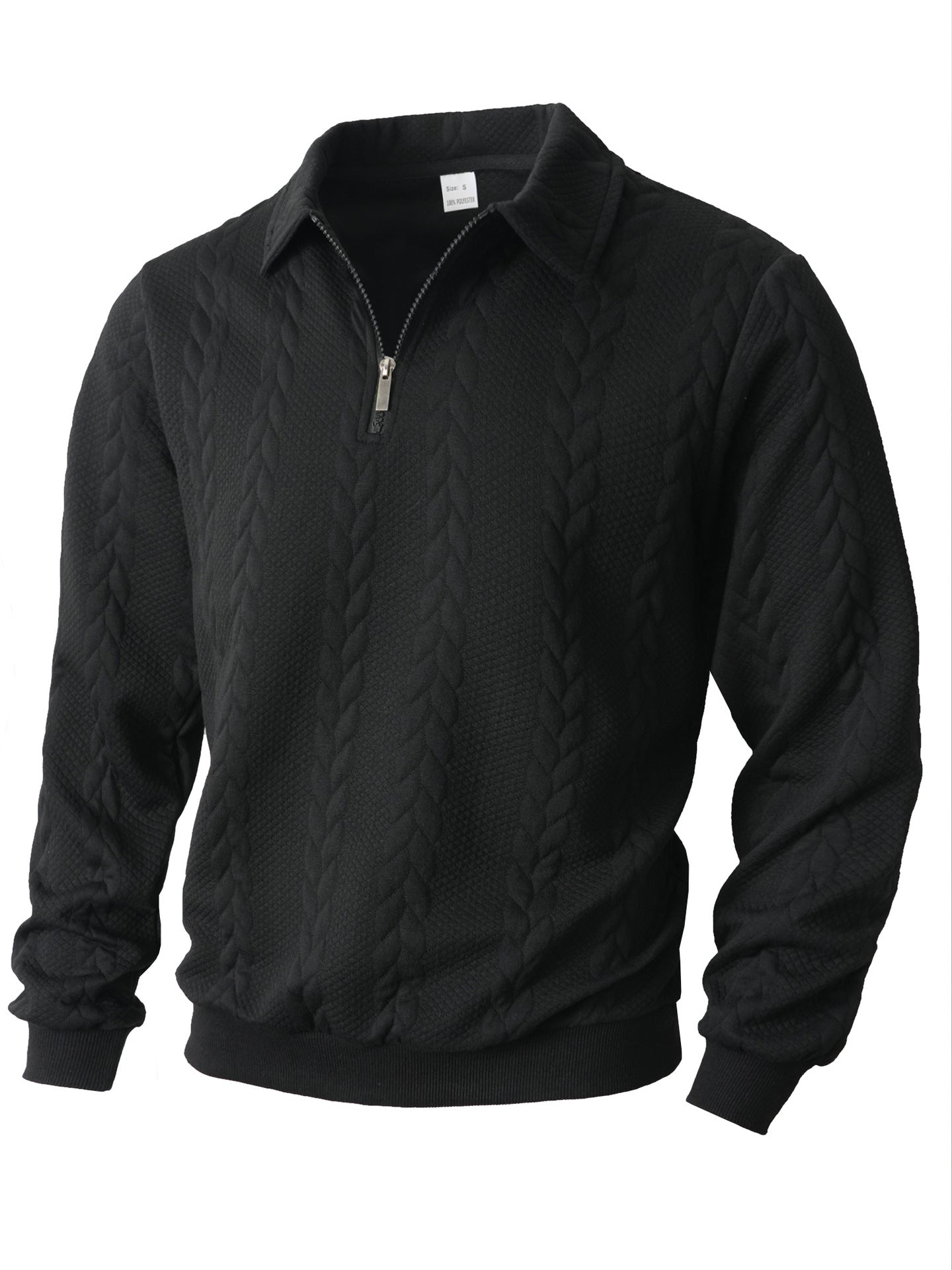 Wellshot Men's Knitted Polo Neck Long Sleeve Fitted Sweatshirt