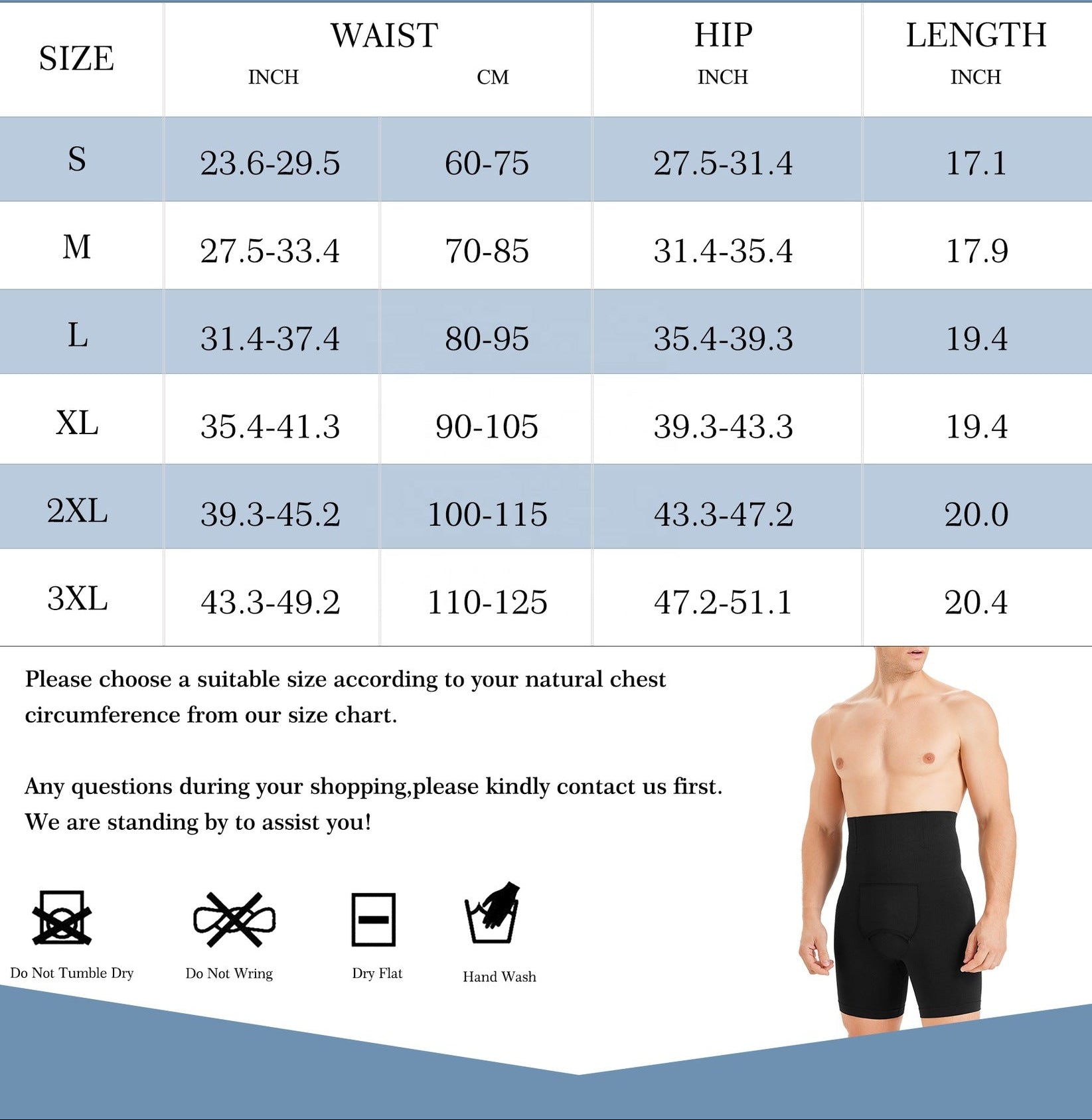 Wellshot Men's Seamless High-Waist Boning Support Shorts