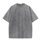Wellshot Men's Vintage Washed  6.8oz Heavyweight Cotton Oversized T-Shirt – Drop Shoulder Retro Street Style