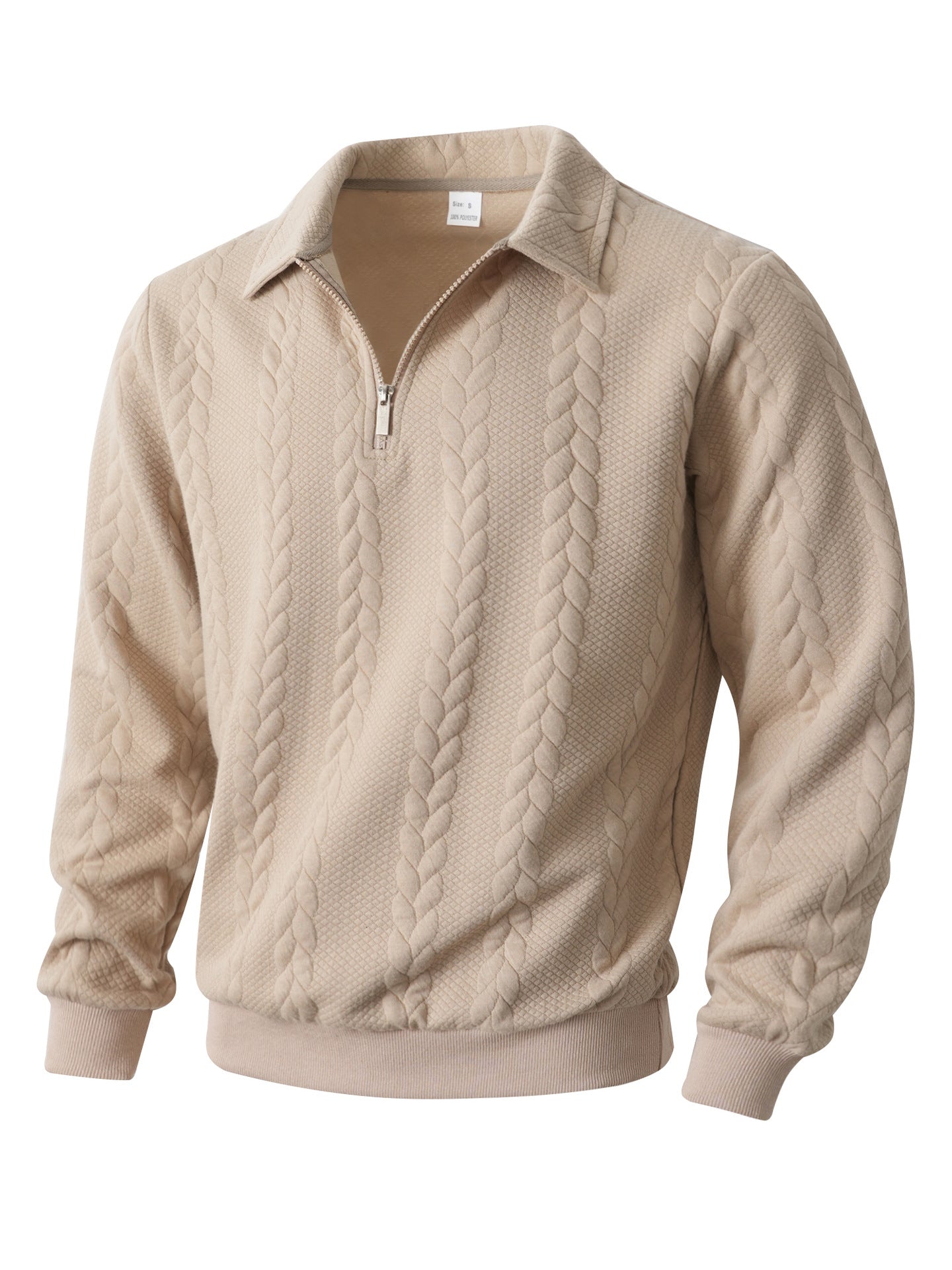 Wellshot Men's Knitted Polo Neck Long Sleeve Fitted Sweatshirt