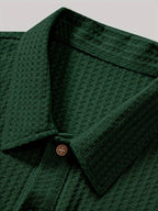 Wellshot Men's Plain Jacquard Knit Short Sleeve Button Polo Shirt