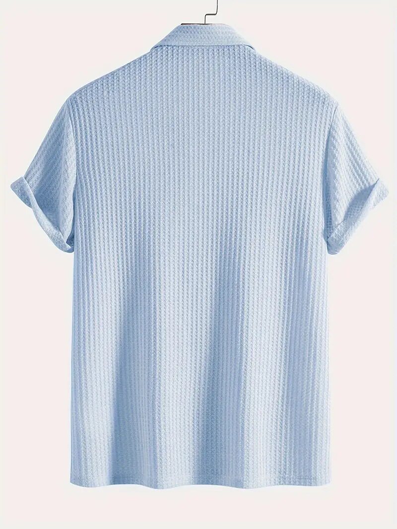 Wellshot Men's Plain Jacquard Knit Short Sleeve Button Polo Shirt
