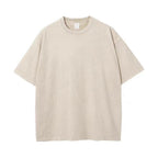 Wellshot Men's Vintage Washed  6.8oz Heavyweight Cotton Oversized T-Shirt – Drop Shoulder Retro Street Style