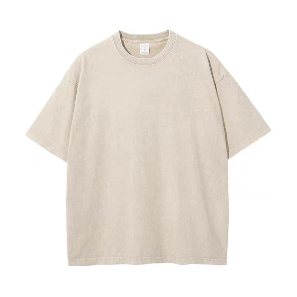 Wellshot Men's Vintage Washed  6.8oz Heavyweight Cotton Oversized T-Shirt – Drop Shoulder Retro Street Style