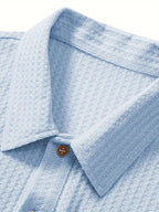 Wellshot Men's Plain Jacquard Knit Short Sleeve Button Polo Shirt