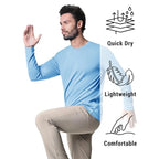 Wellshot Men's UPF 50+ Long Sleeves Shirts Quick Dry Lightweight Summer Sportswear Tops for Swimming Workout Rashguard Sporty Crew Neck