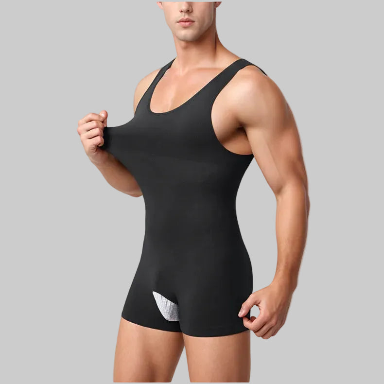 Wellshot Men's High-Compression U-Neck Bodysuit