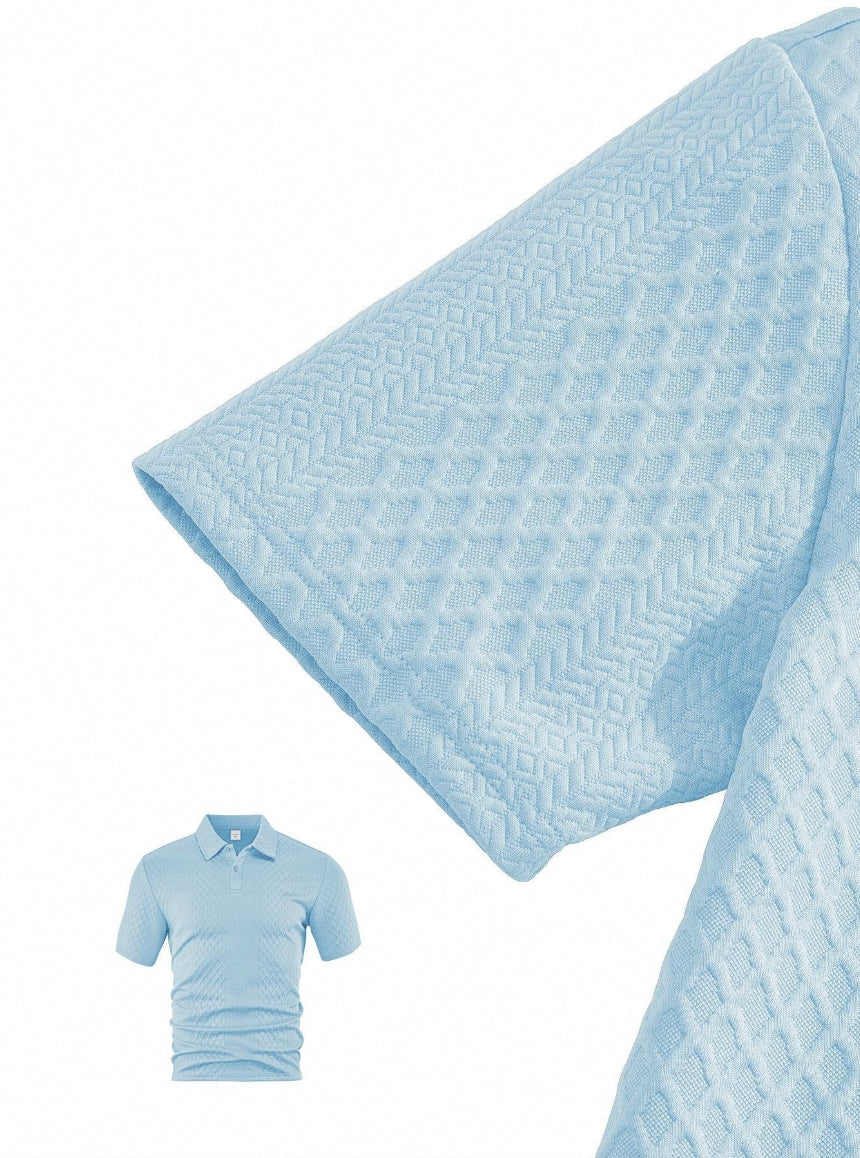 Wellshot Men's 2PCS Solid Polo Shirt & Drawstring Waist Shorts Set