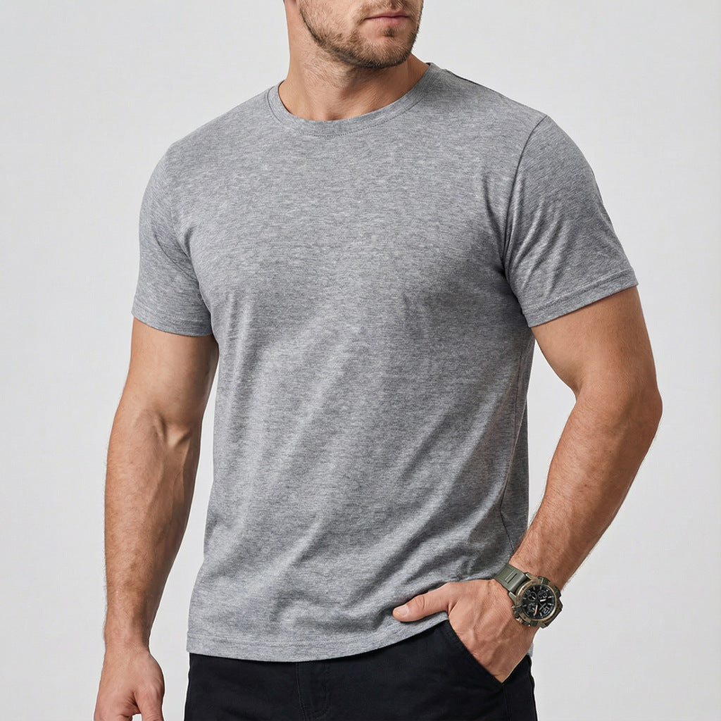 Wellshot Men’s Essentials Short Sleeve Dry Fit Active Crew Neck T Shirt - Athletic Running Gym Workout Tee
