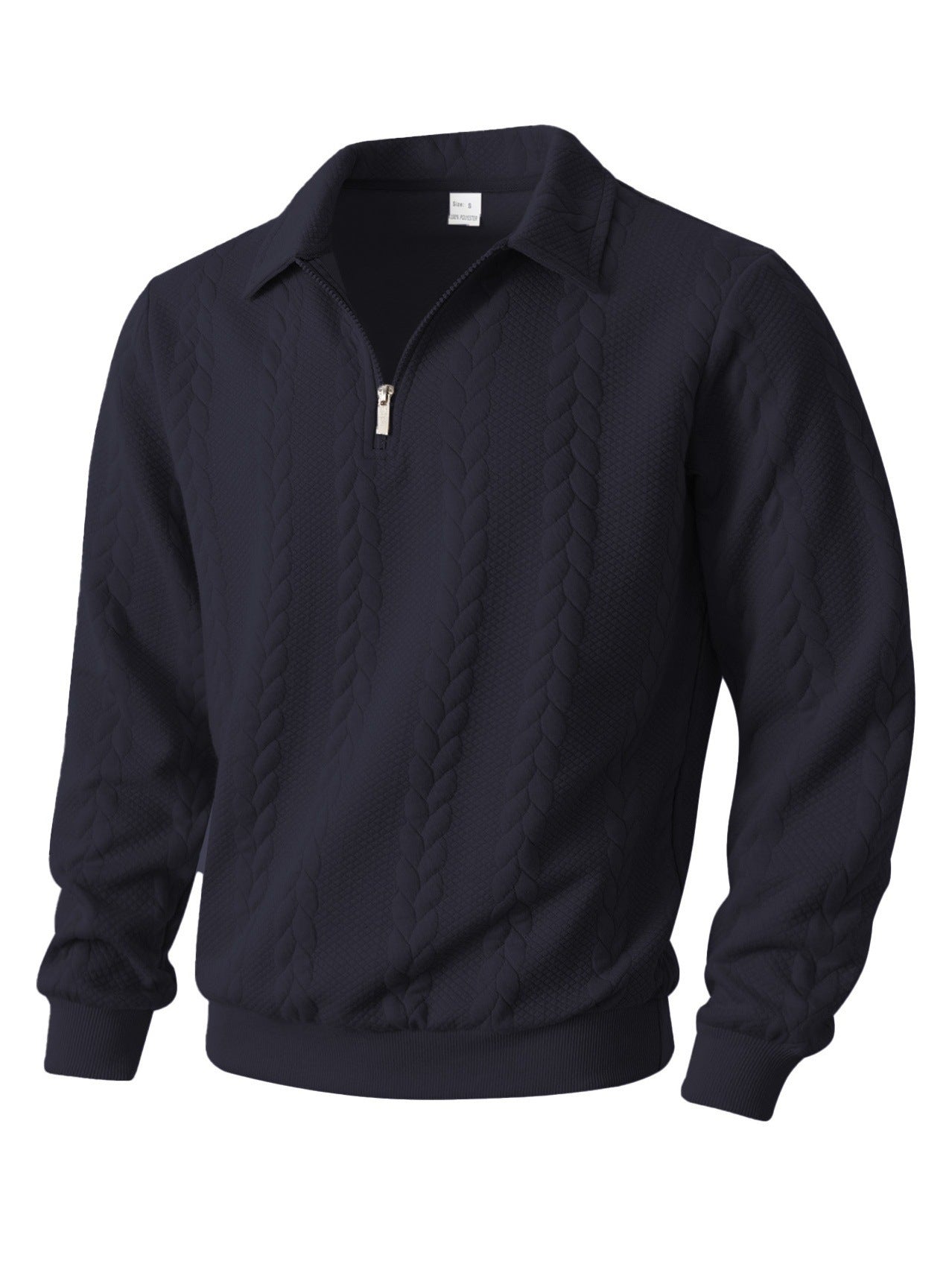 Wellshot Men's Knitted Polo Neck Long Sleeve Fitted Sweatshirt