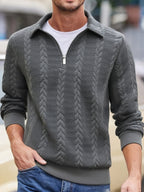 Wellshot Men's Knitted Polo Neck Long Sleeve Fitted Sweatshirt