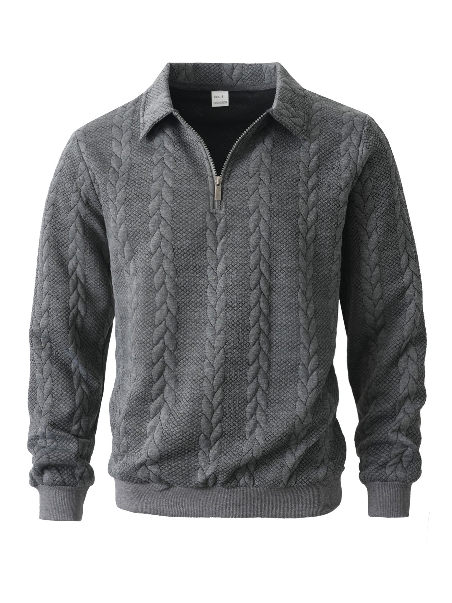 Wellshot Men's Knitted Polo Neck Long Sleeve Fitted Sweatshirt