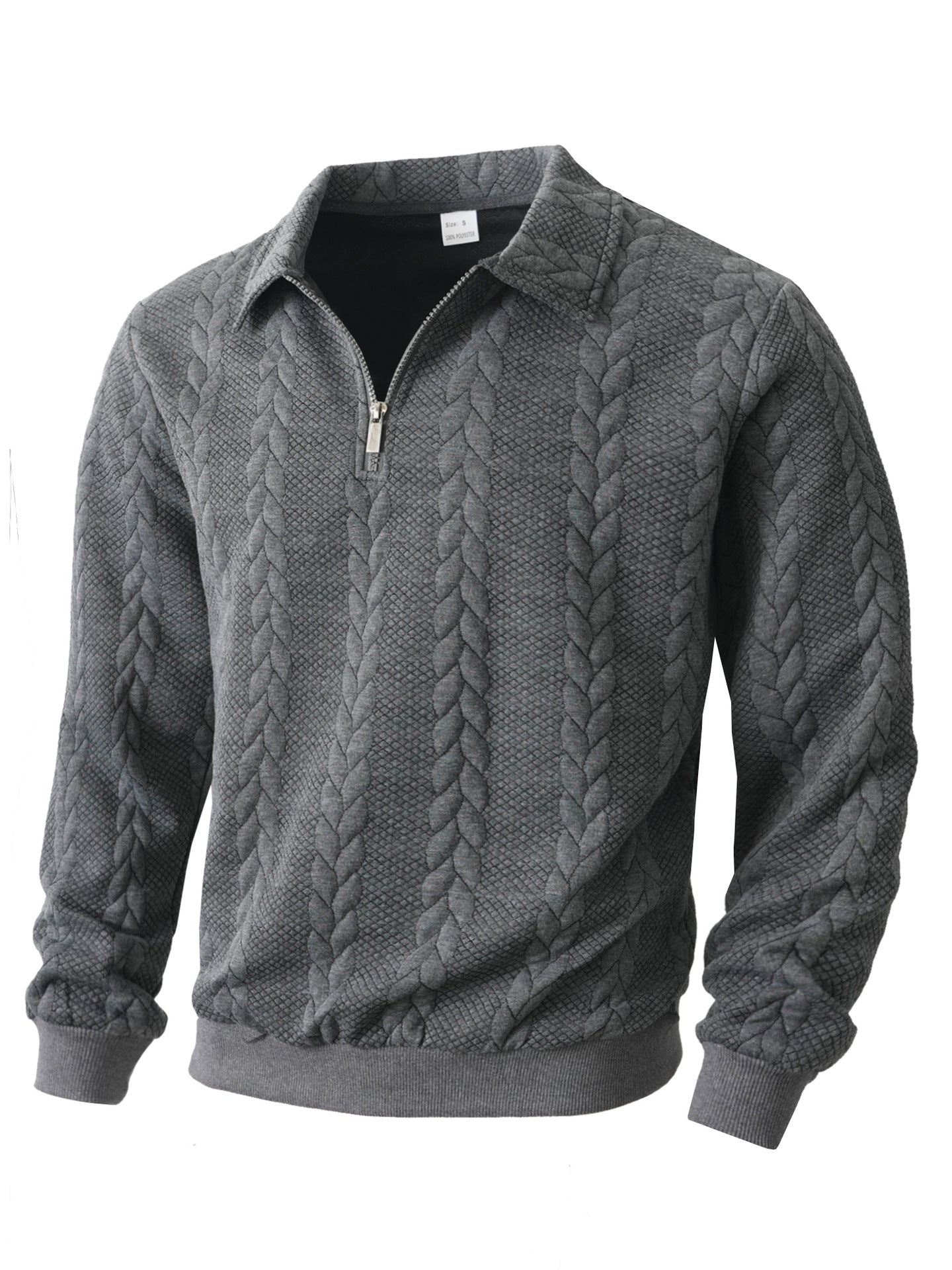 Wellshot Men's Knitted Polo Neck Long Sleeve Fitted Sweatshirt