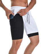 Wellshot Herren 2-in-1-Shorts mit Kordelzug, Freizeithosen mit Handtuchschlaufe und Handytaschen, Sommerkleidung, Ausgeh-Outfit, Sommer-Outfits, Sport-Shorts
