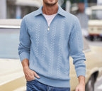 Wellshot Men's Knitted Polo Neck Long Sleeve Fitted Sweatshirt