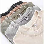 Wellshot Men's Vintage Washed  6.8oz Heavyweight Cotton Oversized T-Shirt – Drop Shoulder Retro Street Style