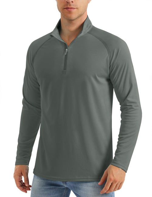 Wellshot Men's 1/4 Zip Shirt UPF 50+ Quick Dry Lightweight Long Sleeve for Outdoor Sports Clothing