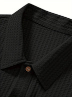 Wellshot Men's Plain Jacquard Knit Short Sleeve Button Polo Shirt
