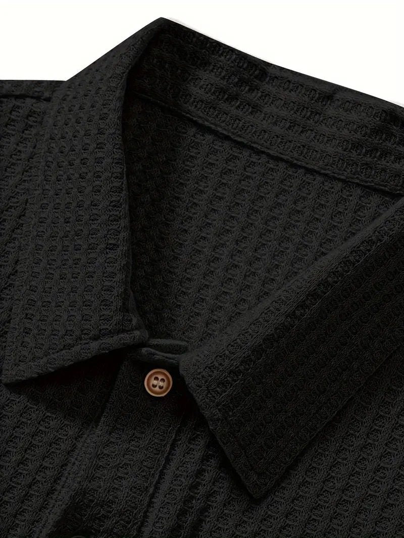 Wellshot Men's Plain Jacquard Knit Short Sleeve Button Polo Shirt