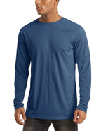 Wellshot Men's UPF 50+ Long Sleeves Shirts Quick Dry Lightweight Summer Sportswear Tops for Swimming Workout Rashguard Sporty Crew Neck