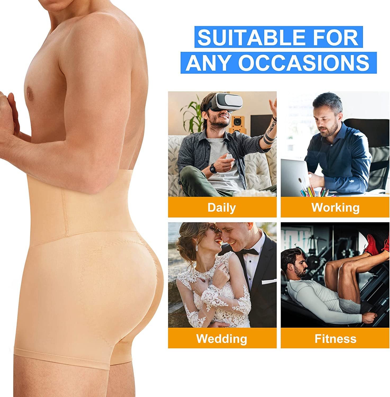 Wellshot Men's High-Waisted Tummy Control Boxer Briefs