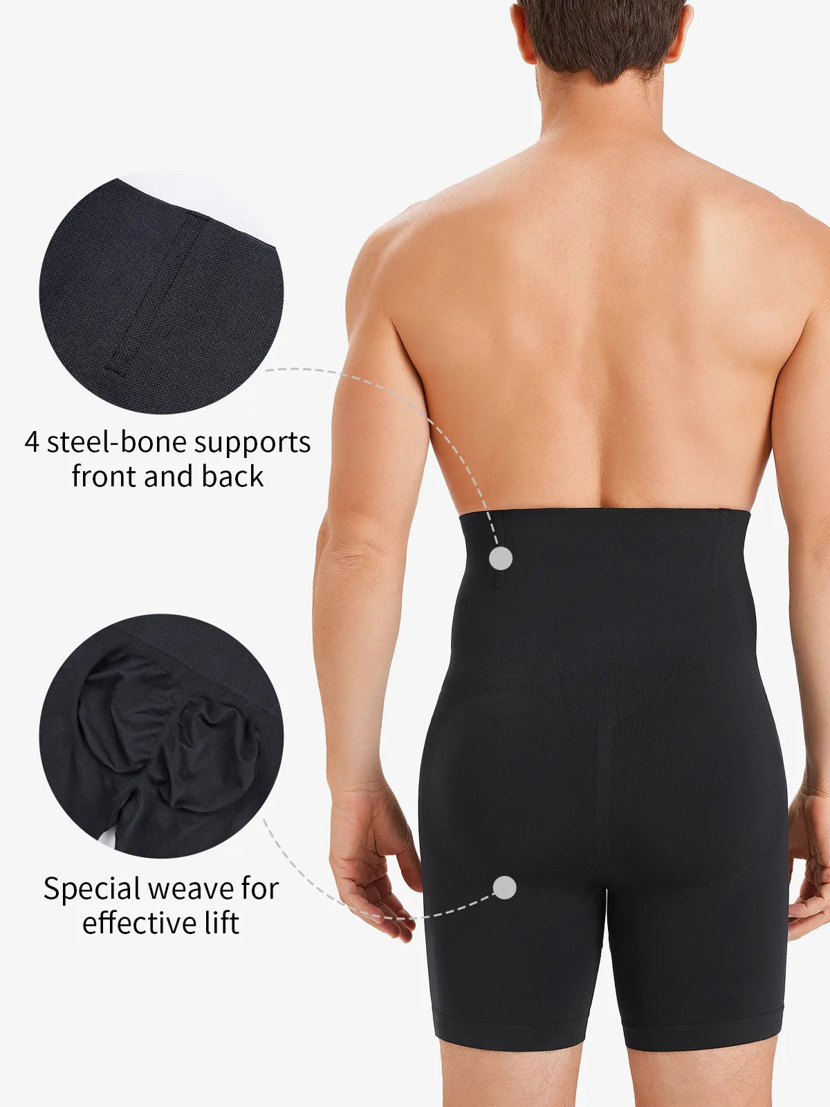 Wellshot Men's Seamless High-Waist Boning Support Shorts