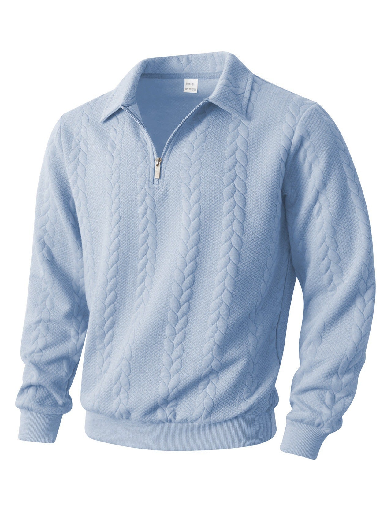 Wellshot Men's Knitted Polo Neck Long Sleeve Fitted Sweatshirt