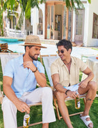 Wellshot Men's Cuban Guayabera Shirt Short Sleeve V-Neck Button Down Casual Summer Beach Linen Top Fitted Breathable Soft Fabric