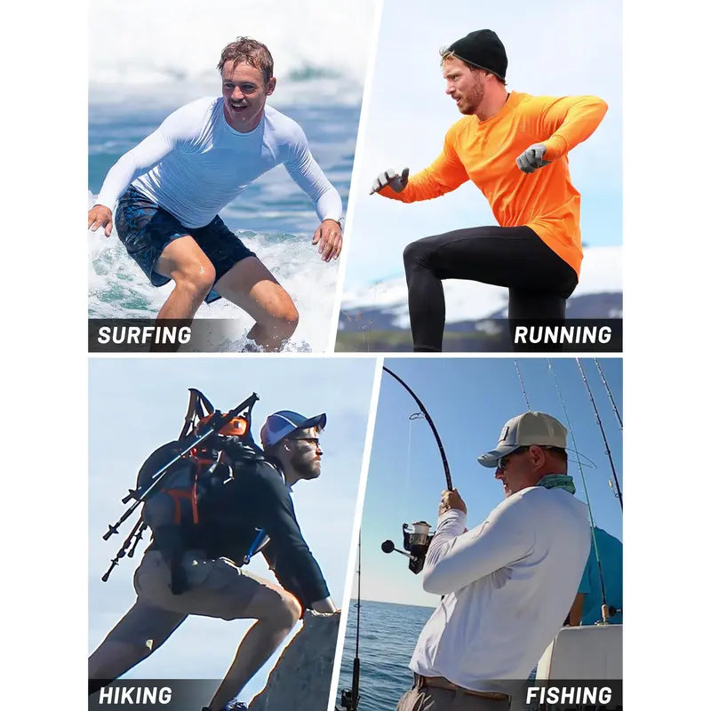 Wellshot Men's UPF 50+ Long Sleeves Shirts Quick Dry Lightweight Summer Sportswear Tops for Swimming Workout Rashguard Sporty Crew Neck