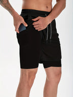 Wellshot Herren 2-in-1-Shorts mit Kordelzug, Freizeithosen mit Handtuchschlaufe und Handytaschen, Sommerkleidung, Ausgeh-Outfit, Sommer-Outfits, Sport-Shorts