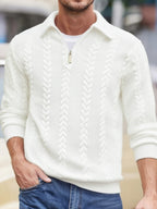 Wellshot Men's Knitted Polo Neck Long Sleeve Fitted Sweatshirt