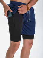 Wellshot Herren 2-in-1-Shorts mit Kordelzug, Freizeithosen mit Handtuchschlaufe und Handytaschen, Sommerkleidung, Ausgeh-Outfit, Sommer-Outfits, Sport-Shorts