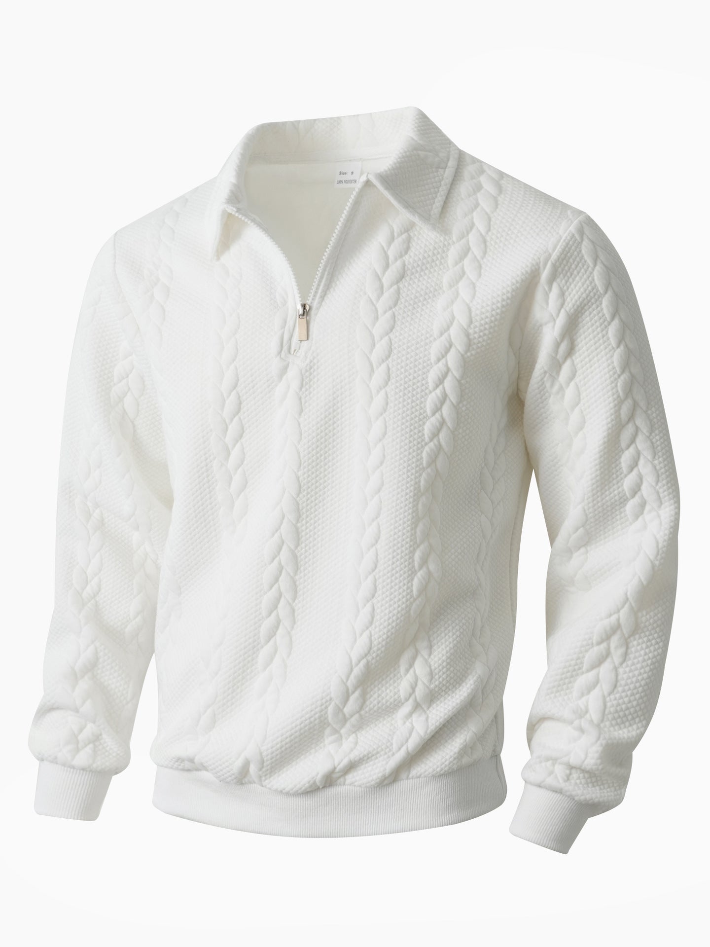 Wellshot Men's Knitted Polo Neck Long Sleeve Fitted Sweatshirt