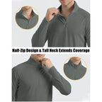 Wellshot Men's 1/4 Zip Shirt UPF 50+ Quick Dry Lightweight Long Sleeve for Outdoor Sports Clothing