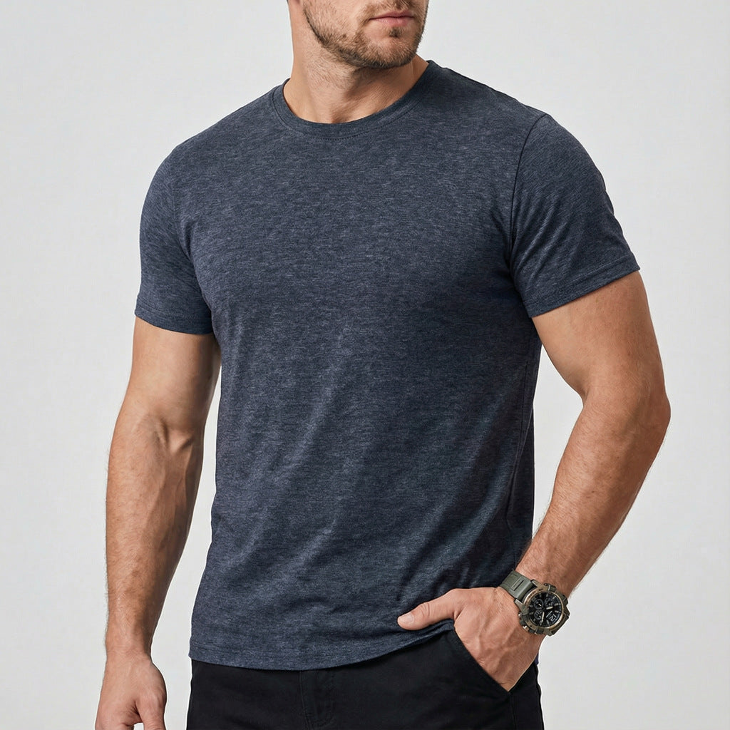 Wellshot Men’s Essentials Short Sleeve Dry Fit Active Crew Neck T Shirt - Athletic Running Gym Workout Tee