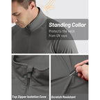 Wellshot Men's 1/4 Zip Shirt UPF 50+ Quick Dry Lightweight Long Sleeve for Outdoor Sports Clothing