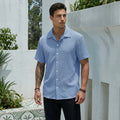 Wellshot Men's Textured Button Front Shirt, Casual Regular Fit Short Sleeve Collared Top for Summer