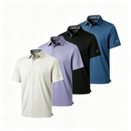 Wellshot Men‘s Floral Collar Polo Shirt – Anti-Wrinkle Stretchy Arm-Enhancing Short Sleeves