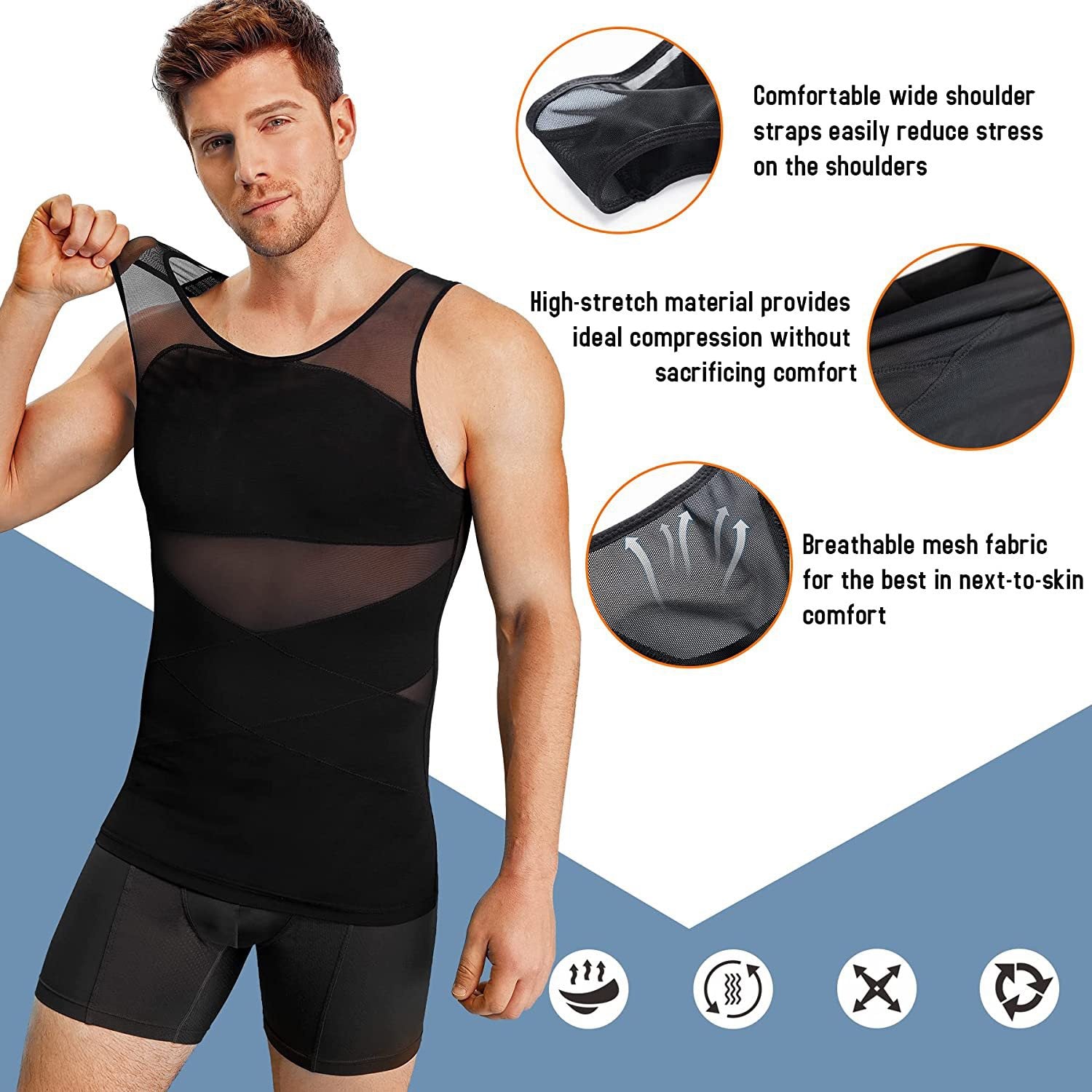 Wellshot Herren Kompressions-Tanktop aus atmungsaktivem Mesh
