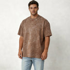 Wellshot Men's Vintage Washed  6.8oz Heavyweight Cotton Oversized T-Shirt – Drop Shoulder Retro Street Style