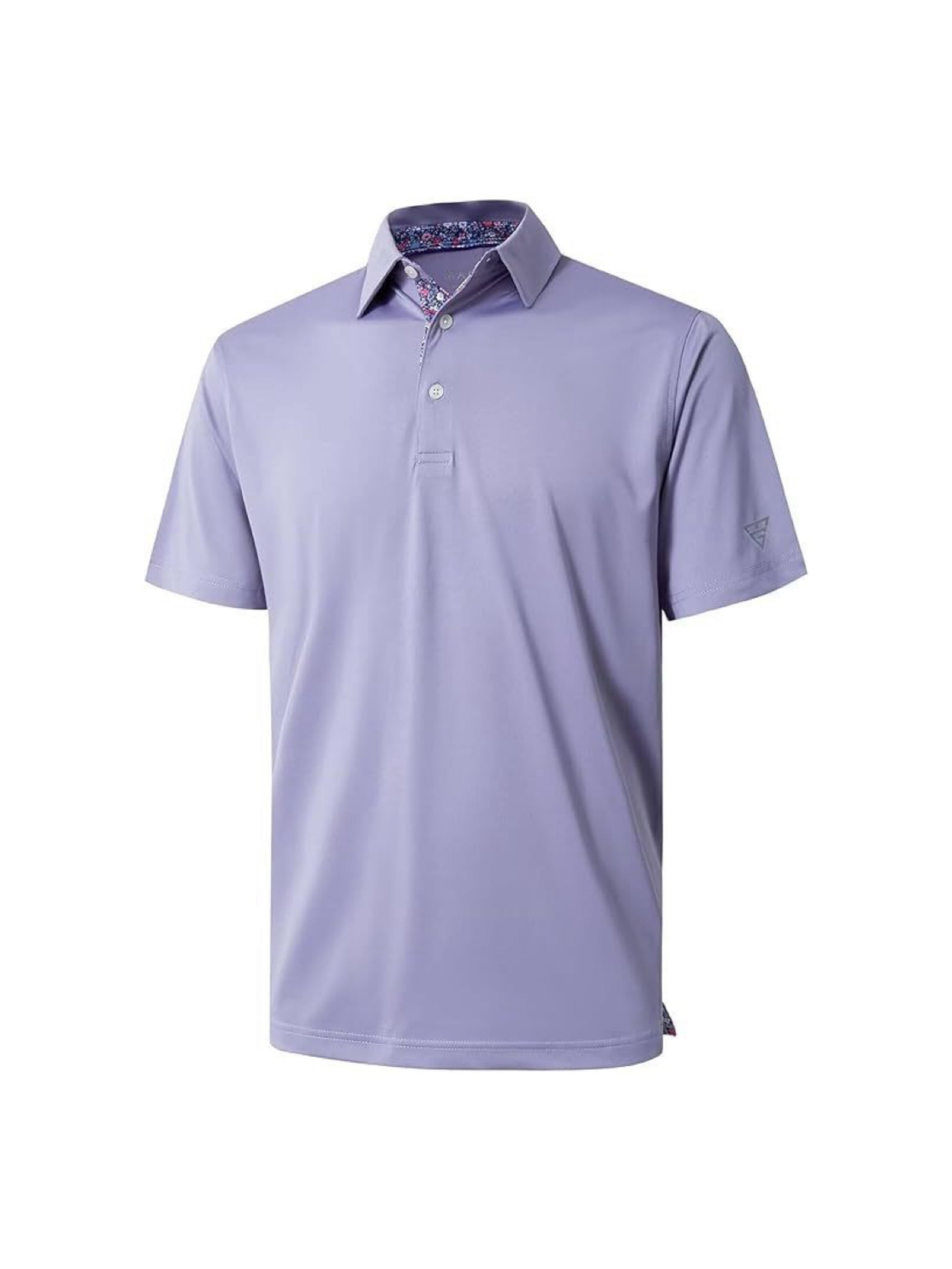 Wellshot Men‘s Floral Collar Polo Shirt – Anti-Wrinkle Stretchy Arm-Enhancing Short Sleeves