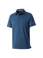 Wellshot Men‘s Floral Collar Polo Shirt – Anti-Wrinkle Stretchy Arm-Enhancing Short Sleeves