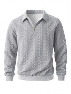 Wellshot Men's Knitted Polo Neck Long Sleeve Fitted Sweatshirt