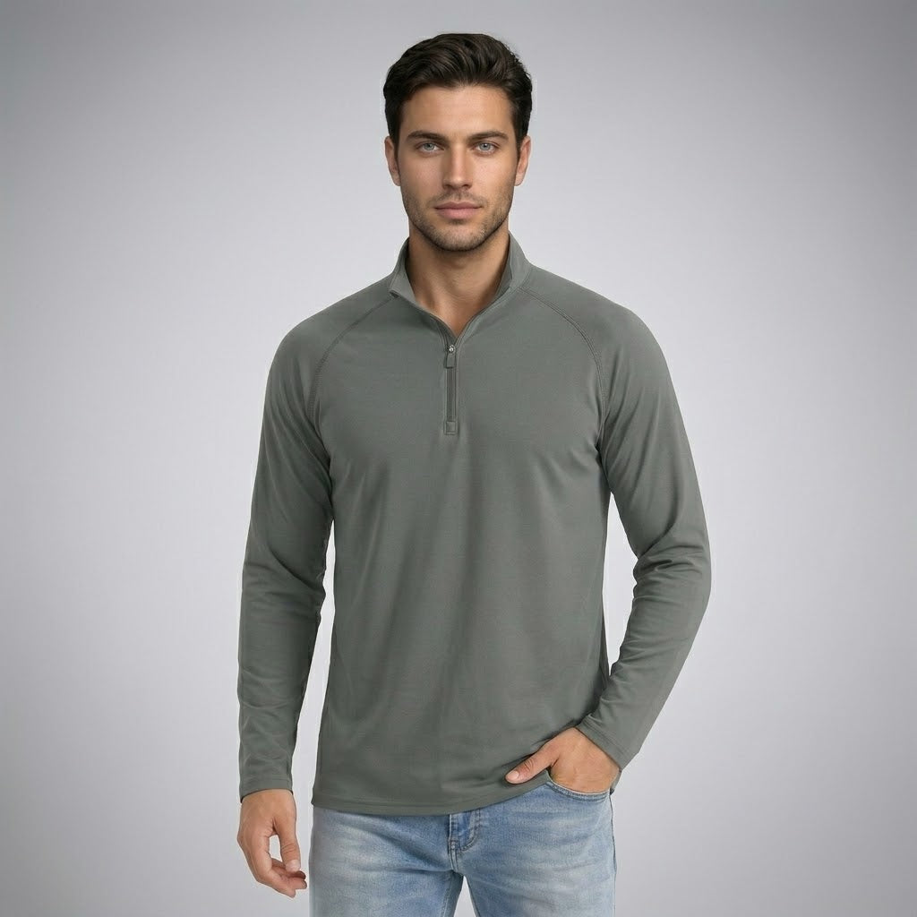 Wellshot Men's 1/4 Zip Shirt UPF 50+ Quick Dry Lightweight Long Sleeve for Outdoor Sports Clothing