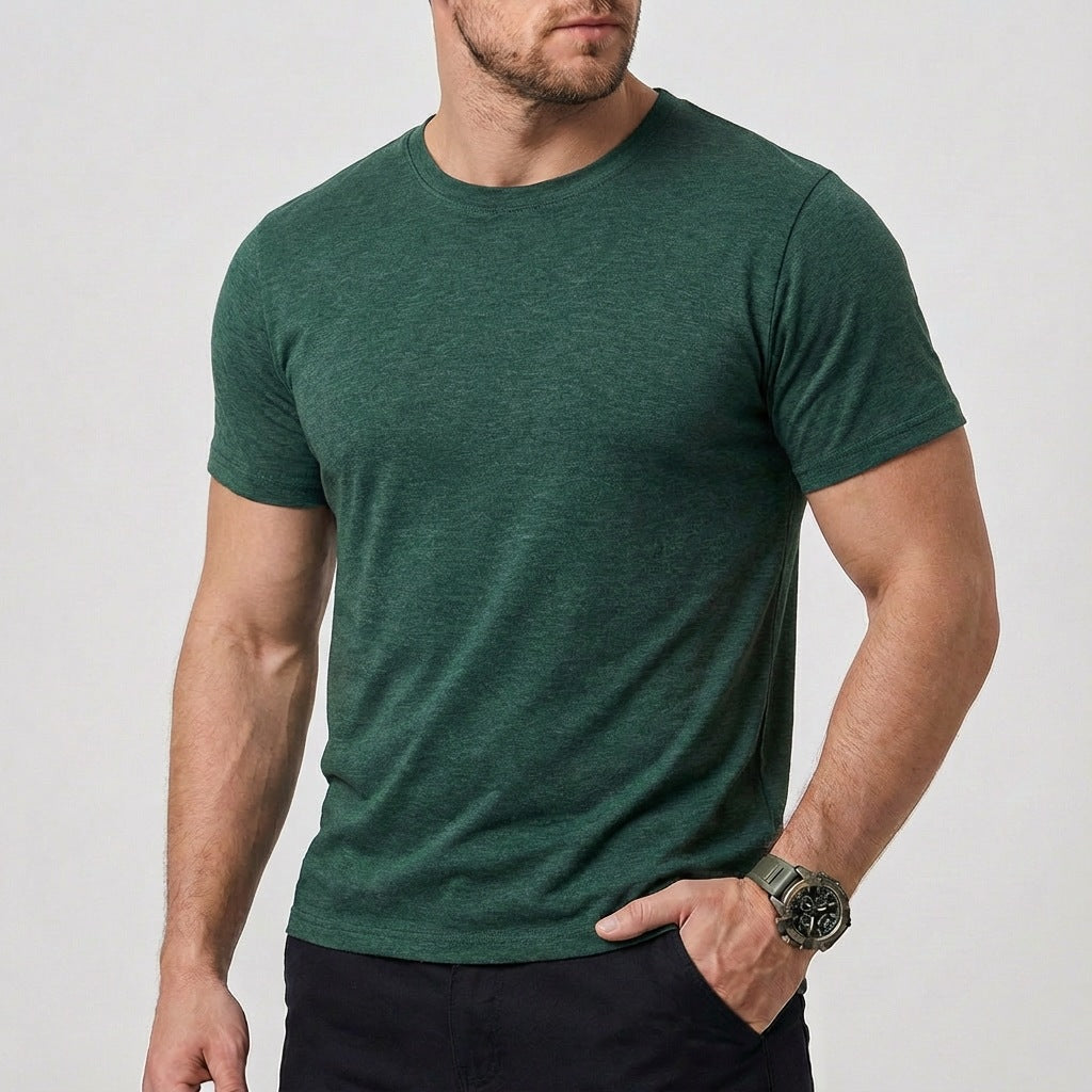 Wellshot Men’s Essentials Short Sleeve Dry Fit Active Crew Neck T Shirt - Athletic Running Gym Workout Tee